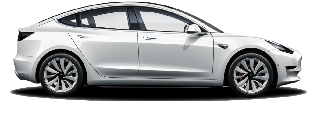 White Tesla Model 3 sedan